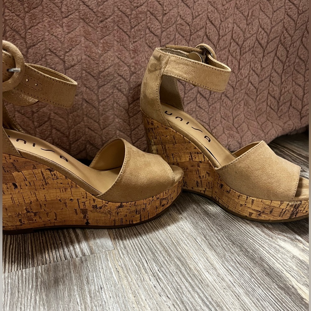 Unisa tan ankle strap Wedge heels